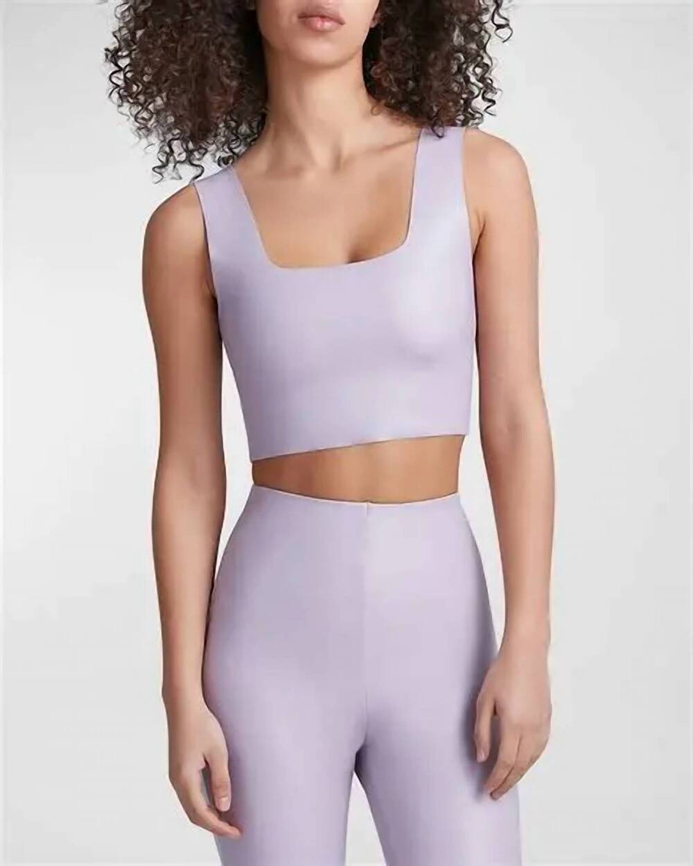 NEW COMMANDO faux leather square neck crop top in lavender